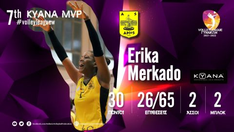 Η Έρικα Μερκάδο MVP της 7ης αγωνιστικής και η καλύτερη ομάδα