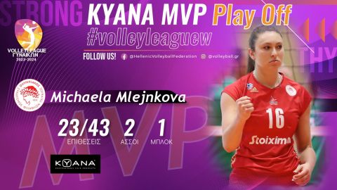 Η Μικαέλα Μλεΐνκοβα ΚΥΑΝΑ MVP του δεύτερου τελικού της Volley League Γυναικών